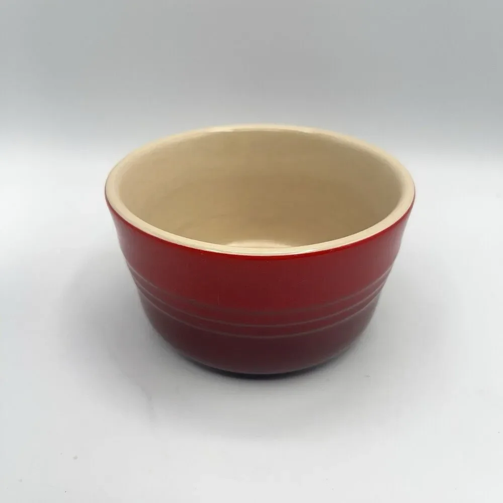 LE CREUSET Red Ramekin Stoneware Custard Cup French Kitchenware